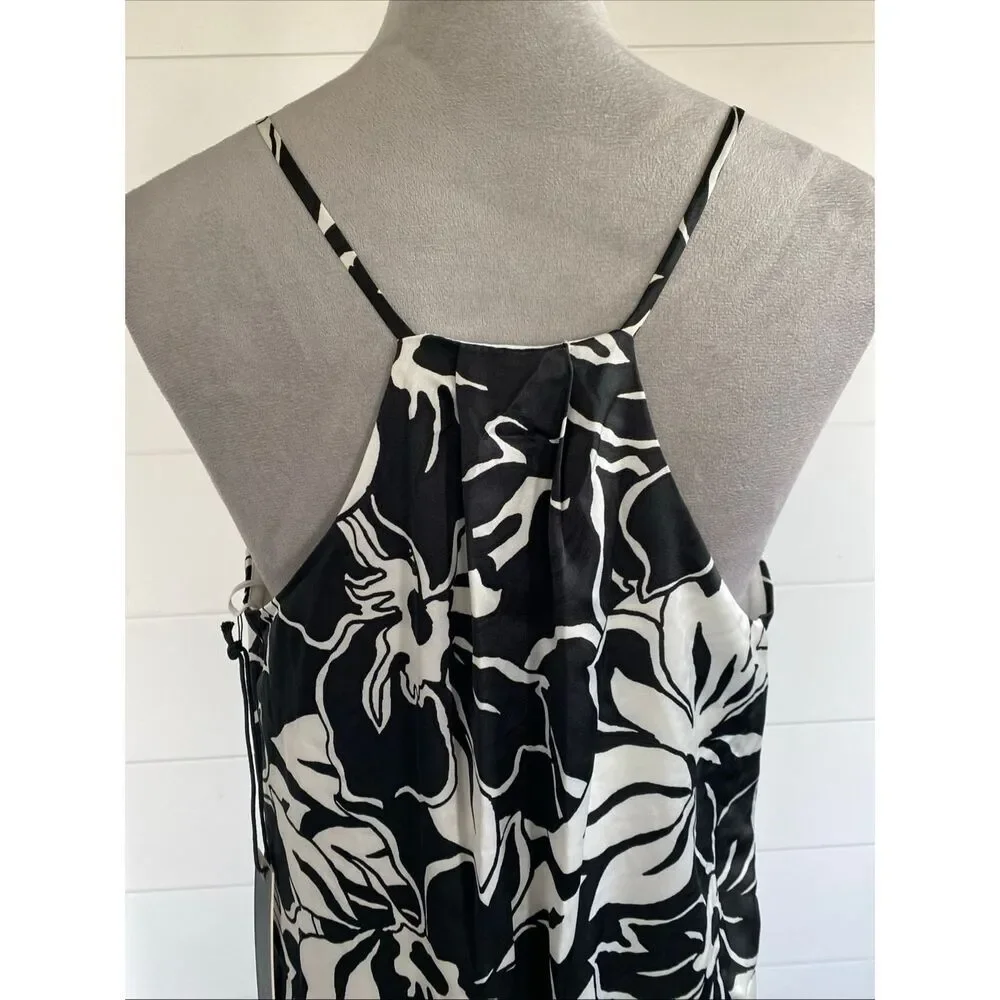 NICOLE MILLER Sleeveless Floral Print Satin Maxi Dress Sz M NWT/001